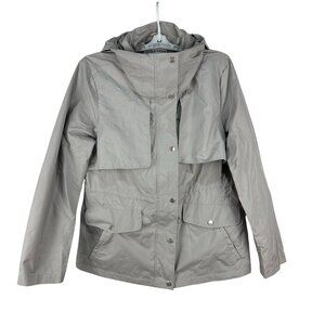 Cole Haan Womens Hooded Rain Jacket Size XL Polyester/Nylon Gray